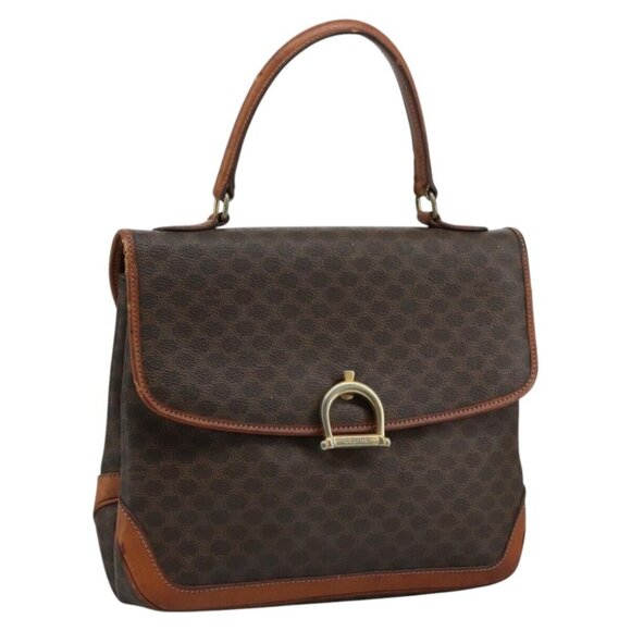 CELINE Macadam Canvas Hand Bag PVC Leather Brown - Picture 1 of 16